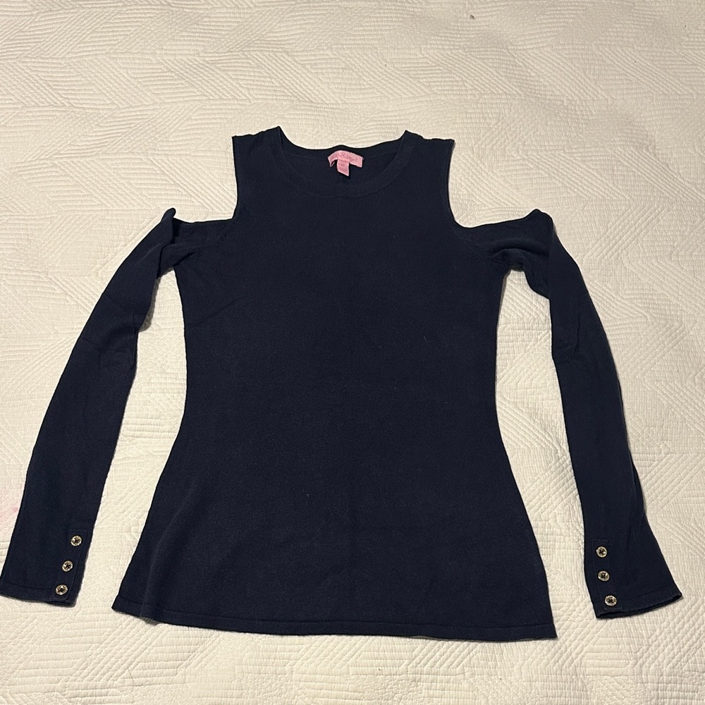 Women's Lilly Pulitzer Navy Cold Shoulder Top